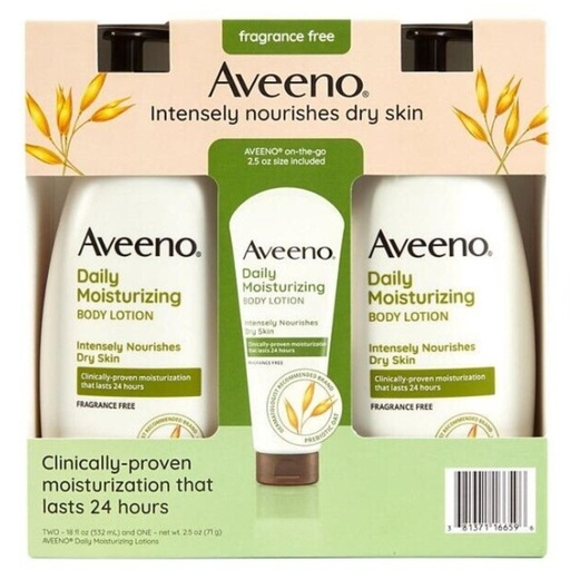 [381371166596] Loción Corporal Hidratante Diaria Aveeno / 2 Pack 532mL + 75g