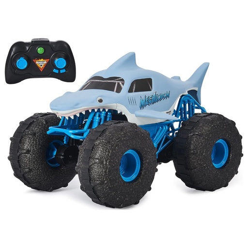 Monster Jam - Vehículo de Juguete Oficial Megalodon Storm Todo Terreno con Control Remoto Monster Truck