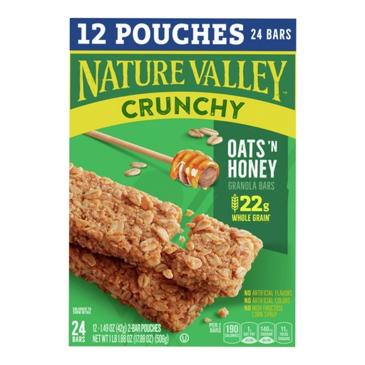 [016000431010] Barras De Granola - Avena Y Miel Crunchy / Nature Valley / 12 Pack - 24 Barras / 42g