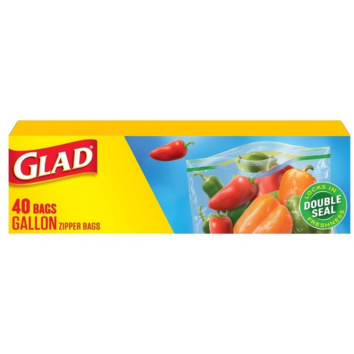 [012587600320] Bolsas De Plástico Con Cierre Para Almacenamiento De Alimentos / Glad / 26.8 Cm X 27.3 Cm / 40 Pack