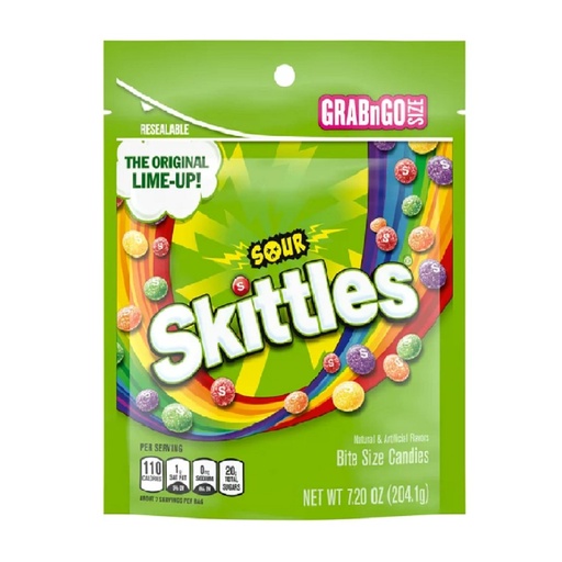 [022000017772] Caramelos Masticables Ácidos / Skittles / 204.1g