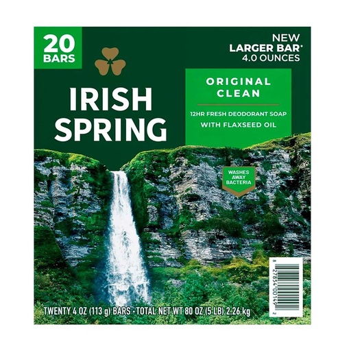 [827854001492] Jabon De Barra Irish Spring Original Clean / 20 Barras / 113g / 20 Pack