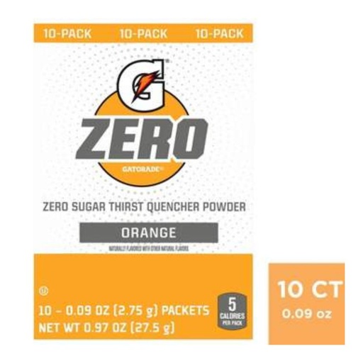 [052000044904] Sobres De Gatorade Zero - Naranja / 2.75g / 10 Pack