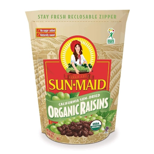 [041143029060] Pasas Orgánicas Sin Azúcar Añadida, De California / Sun-Maid / 905g
